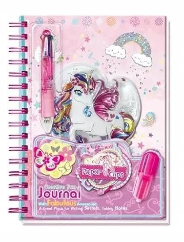 Tagebuch auf Spirale mit Zubehör Einhorn
