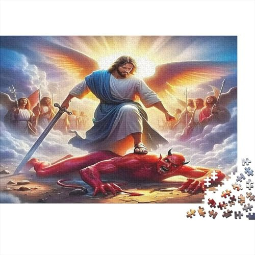 Angel Battle Scene 1000 Piece Jigsaw Puzzle Jigsaw Puzzle for Adults Defeat Devil Paper Puzzle Game Home Relaxation 70x50cm/1000pcs