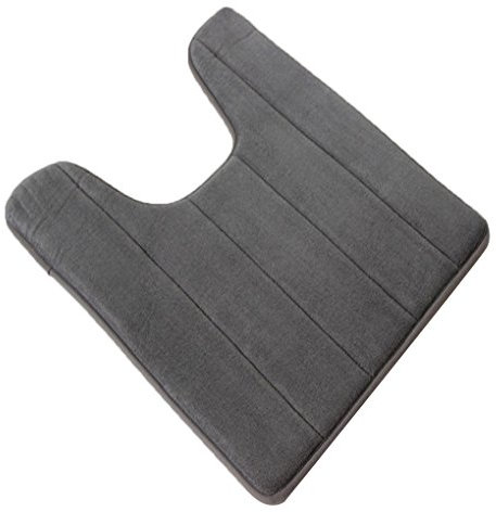 Masterein - Tapis de toilette en forme de U en coton antidérapant et élastique - Pour salle de bain, Coton, Gris argenté, 40*60cm
