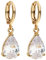 MYA art Premium Damen Goldene Creolen Ohrringe Hängend Ohrhänger mit Zirkonia Stein Tropfen-Anhänger Gold Vergoldet Gelbgold Weiß MYAGOOHR-31