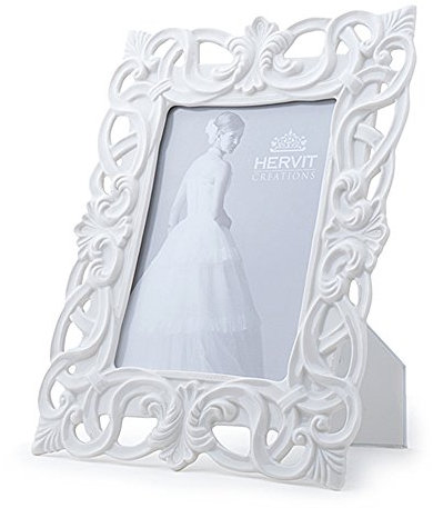 Hervit marco de fotos Barroco porcelana blanca perforada 22x28 cm