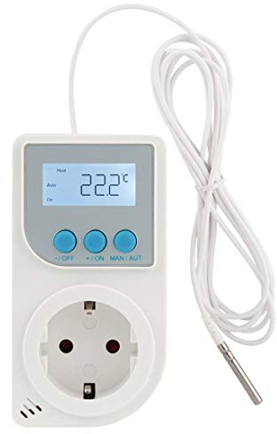 Xavax Thermostat universel avec senteur Premium (thermostat de prise pour chauffage/chauffage, par ex. chauffage infrarouge, terrarium, régulateur de température numérique)
