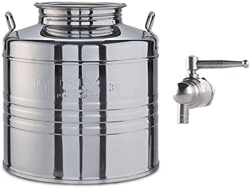 Milo srl Contenitore BIDONE Fusto Olio Acciaio Rubinetto Inox 18/10 Omaggio FUSTINO FUSTINI (30 LT)
