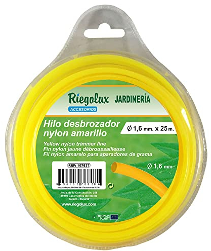 RIEGOLUX 107637 Fil de débroussailleuse en Nylon Rond, Jaune, 1,6 mm x 25 m