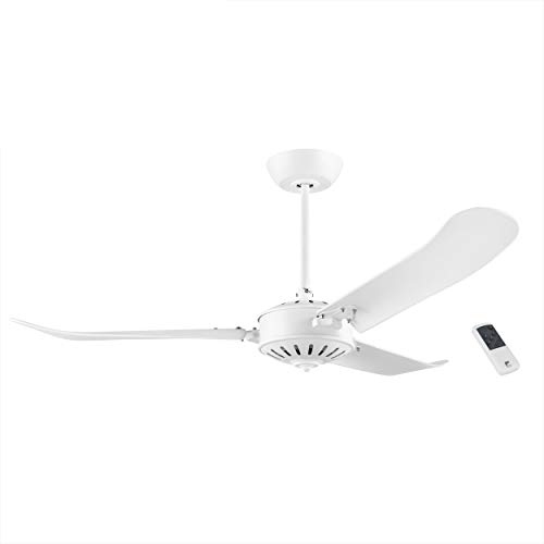 EGLO Deckenventilator Hoi An, 3 Flügel Ventilator mit Fernbedienung, hochwertiges Schichtholz in Weiß matt, AC Motor, Ø 137cm