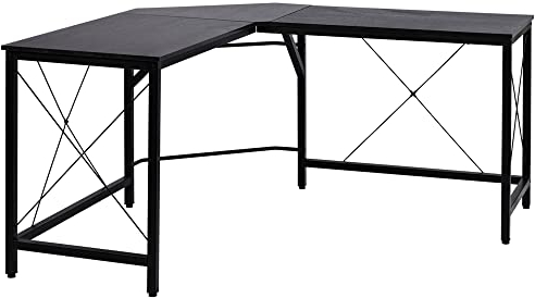 HOMCOM Computertisch Schreibtisch L-Form Eckschreibtisch Winkelschreibtisch MDF Schwarz 150 x 150 x 76 cm