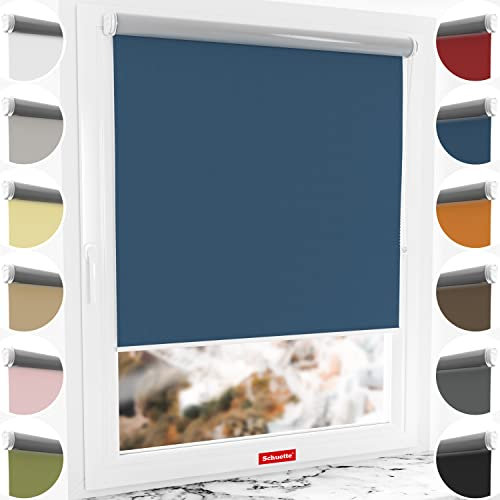 Schuette® Verdunkelungsrollo ohne Bohren/mit Bohren 2in1 ● Thermo Rollo Kollektion: Navy Blue (Blue) ● 60 x 130 cm (Breite x Höhe) ● Suprafix Klemmrollo = Klemmfix 2.0 ● 60s Montage mit Video