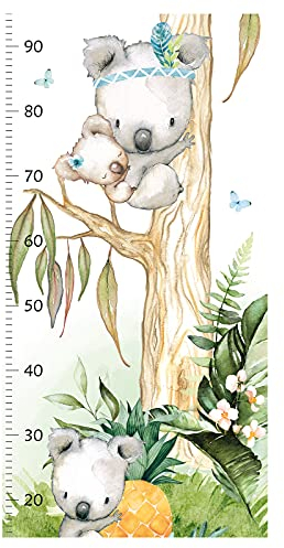 Little Deco Wandtattoo Kinderzimmer Junge Messlatte | 150 cm Koala | Wandaufkleber Waldtiere Wandsticker Kinder Aufkleber Babyzimmer Spielzimmer Wanddeko DL548