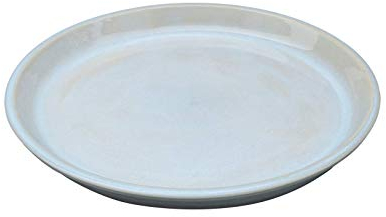 Vogeltränke/Teller/Untersetzer für Pflanzgefäße Blumentöpfe Blau Weiß Anthrazit glasiert aus Steinzeug 24cm - 42cm -frostfest- (24cm, Grau-Weiß)