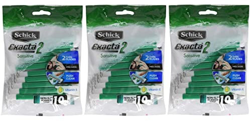 Exacta2 - Maquinilla de afeitar desechable sensible (30 unidades, 10 unidades x 3 unidades)