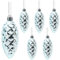 Christmas Concepts® Pack of 6–90mm Shiny & Glitter Decorated Pine Cone Baubles – Christmas Tree Decorations (Ice Blue)