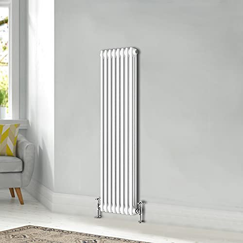 Blümme Traditional 1500 x 380mm Vertical Cast Iron Radiator 3 Column Central Heating Radiators White