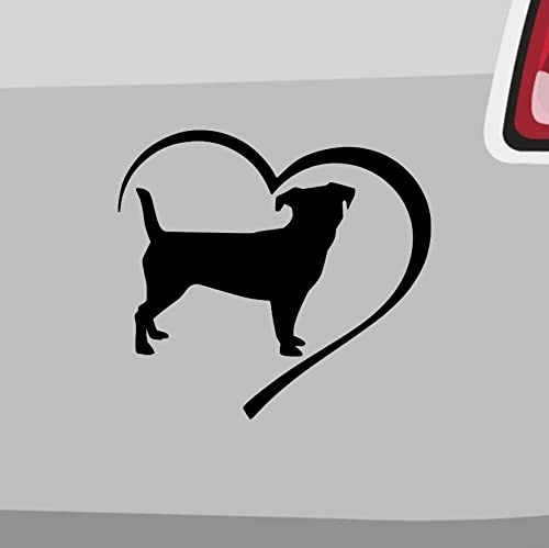 Jack Russell mit Herz Aufkleber -6 Größen 21 Farben- Terrier Silhouette Jagdhund