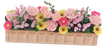 Happyyami 2pcs Miniature Flower Bed Dollhouse Garden Planter Bed Mini Window Box Micro Landscape Decoration Dollhouse Accessories