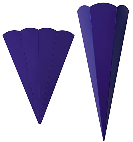 5er Pack Geschwister-Schultüte Rohling mit Steckverschluß, stabiler Karton 400g/qm, 6-eckig, 41 cm, Dunkelblau