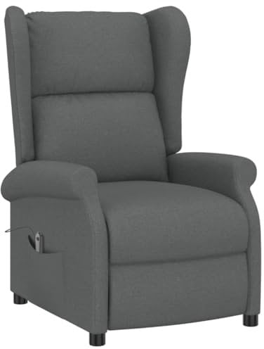 vidaXL Ohrensessel, Relaxsessel mit Liegefunktion, Verstellbar Elektrisch Sessel, Fernsehsessel Polstersessel Liegesessel, Dunkelgrau Stoff
