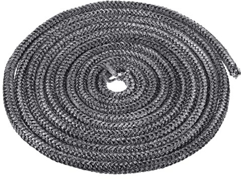 PATIKIL 13.12ftx5/16 Fibre Verre Cordon, Rond Tressé Cordon Haute température Stove Joint étanchéité pour Chaudière Four Fours Moulage, Noir