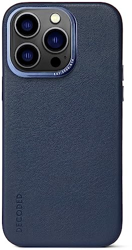 DECODED - Schutzhülle aus Leder für iPhone 14 Pro MAX Kompatibel mit MagSafe (Steel Blue)