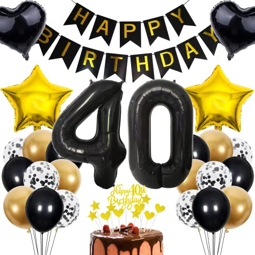 Cnrose 40. Geburtstag Deko für Mann und Frau - Tortendeko, Geschenk, Rosegold Ballon - 40 Jahre Feier