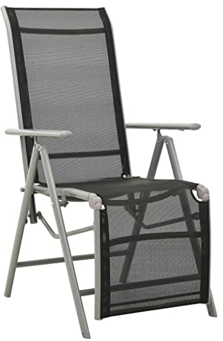 WIFESE Garten-Liegestuhl Klappstuhl GartenmöBel GartenstüHle Relaxsessel Relaxliege Liegestuhl Loungesessel Armlehnstuhl Sonnenliege Strandstuhl 7 Verstellbar Textilene und Aluminium Silbern