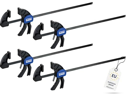 STROXX® 4x Einhandzwinge |Spannweite: 600mm| Klemmkraft je Zwinge: 159 Kg | Schraubzwinge | Spanner | Zwinge | Einhandzwinge | mit Gummipads und Quick Release Funktion