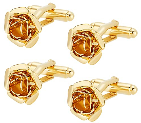 WEBEEDY 4 Stück Roségold Blumenform Manschettenknöpfe Herren Manschettenknöpfe Für Smokinghemd Hochzeitstag Oder Formelle Anlässe