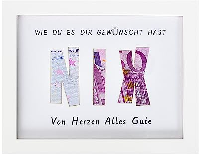 Tolenre Bilderrahmen NIX Geldgeschenk Weiß, Geldgeschenk Hochzeit Hochzeitsgeschenke Geld, Geschenk Geldgeschenk, Geburstagsgeschenke Fertig (24 x 18cm)