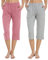 JINSHI Bas de Pyjama Femme Pantacourt Doux Confortable Modal Vêtements de Nuit Taille Élastique avec Poches (Gris clair, Rose B) Taille L