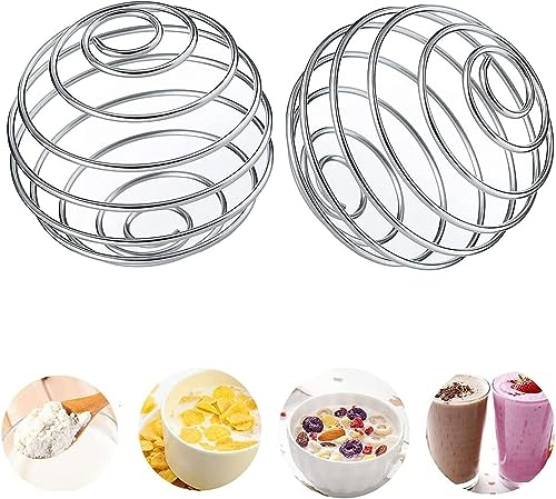 2 PCS Stainless Steel Bottle Mixer Ball Blender Whisk Protein Shaker Ball Protein Mixer Protein Shaker Bottle Cup Wire Whisk for Protein Blended Drinks Wire Whisk Ball
