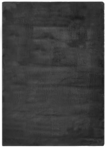 -LUXOR- living Kunstfell Coste Flauschiger Teppich Schlafzimmer - ideal zur Verwendung als Bettvorleger Schlafzimmer - gemütlicher Fellteppich Lammfell Imitat 160 x 230 cm Anthrazit