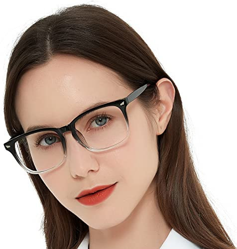 OCCI CHIARI Blue Light Blocking Glasses Women 4.0, Rectangular Screen Reader, Gaming Glasses Comfort Spring Hinges (Black-Transparent 400)