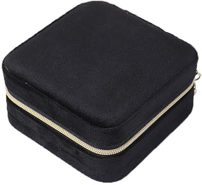 BSLVWG Schmuck-Box,kleine Reise Schmuck Organiser Aufbewahrungskoffer für Halskette Ohrringe Armbänder Ringe Samt Leopard Schmuck Box Organizer, Schmuck Geschenk Box für Mädchen Frauen (Schwarz)