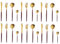 BISDARUN Stainless Steel Coloured Handles Cutlery with Matt Polish Unusual Flatware Set Funky Kitchen Forks Knives and Spoons Service for (Red Gold 4-Piece Cutlery Set, 6 Person(6 Set))