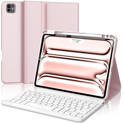 FOGARI Keyboard Case for iPad Pro 11 | Detachable Bluetooth UK Layout Keyboard - Rose Gold