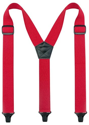 JEMYGINS Herren Outdoor Hosenträger Y-Typ längenverstellbar mit robusten Kunststoffschnallen Rot