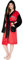 Peanuts Snoopy Accappatoio Donna con Cappuccio, Tasche, Cintura - Regalo Donna(Rosso/Nero, S)