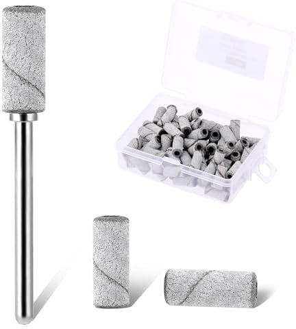 80pcs White Nail Drill Bit Set, Small Sanding Bands for Nail Tech, 5.2mm Mandrel, 240 Grit Nail Sanding File for Acrylic & Cuticle