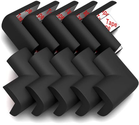 Table Corner Protectors, 10 Pack Foam Corner Cushion Protector, Edge Corner Guards for Baby (Black)