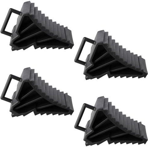 Focenat 4 Stück Unterlegkeil mit Griff, Bremskeile Auto, Anhängerkeile Schwarz, Kunststoff, Heavy Duty, Radkeil für PKW, Anhänger, Wohnwagen, Wohnmobil