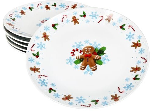 MamboCat Candyman 6er Set Kuchenteller I kleine Porzellan-Frühstücksteller für 6 Personen mit eisblauem Weihnachtsdekor I Geschirr für Weihnachten, Advent & Nikolaus