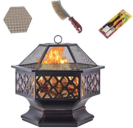 bttllke Table de Foyer d'extérieur avec Bol de Gril à Bois 2 en 1