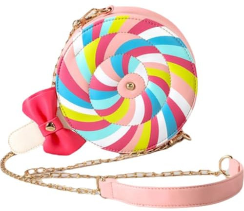 Vobumix Lollipop Einzelne Schulter-crossbody-tasche, Regenbogen-süßigkeits-förmige Geldbörse Für Damen, Süße Kette, Handtasche, Runde Umhängetasche Für Damen Und Mädchen