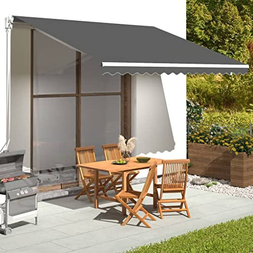 KLYEON Tessuto di Ricambio per Tenda da Sole Antracite 4x3,5 m,Tessuto di Ricambio Tenda da Sole Impermeabile e AntiUV e per Rinnovare o Sostituire Vecchi Tessuti 380 x 345 cm Tende da Sole