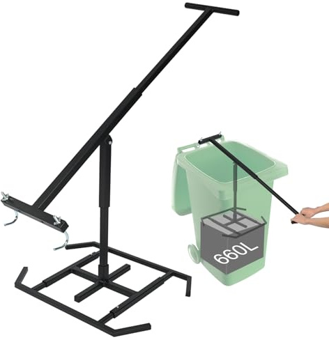 Yonynise Large Manual Trash Compactor,Home Waste Recycling Hand Tool Garbage Compactor for Outdoor Trash Bin Touchless Trash Bin Compactor for 240-660L Wheelie Bins