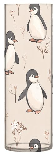 Kunststoffvasen mit niedlichem Pinguin, Beige, 30 x 9 cm, große Vase, unzerbrechliche Blumenvasen für Tafelaufsatz, Esstisch, Tafelaufsätze, Bürodekoration