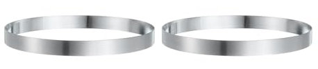 QUARKZMAN Lot de 2 Cercles à gâteau Ronds en Acier Inoxydable sans Couture, 20 x 2,5 cm, pour pâtisserie, Mousse, Dessert, revêtement Miroir, pour la Cuisson, Muffins Anglais, Crumpets