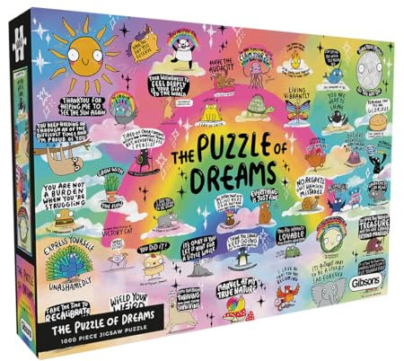 Gibsons The Puzzle of Dreams 1000 Piece Jigsaw Puzzle Beautiful Colourful Mental Health Cartoon Artwork Sustainable Jigsaw for Adults Teens | Premium 100% Recycled Board Great Gift Gibsons Games