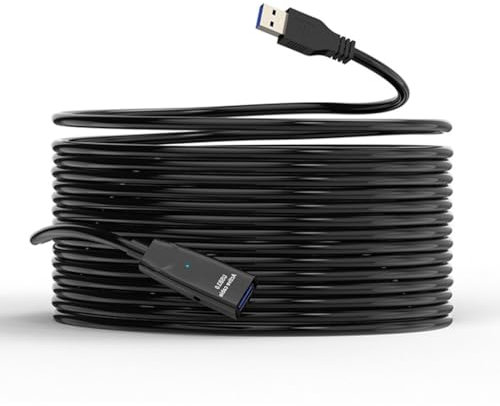 JAMNGHB Flexible USB 3.0 Extender Cable Data Cord with Signal Boosters, USB3.0 Male to Female Connectors AntiInterference Build