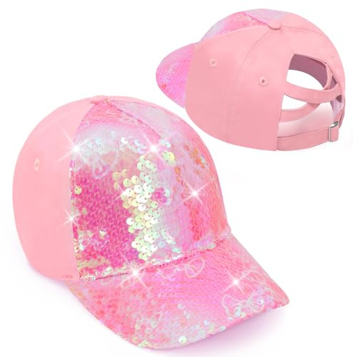 Girls Glitter Baseball Cap Criss Cross Hat (Ages5-15)
