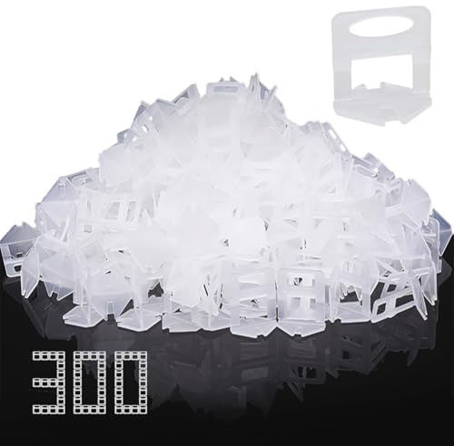 Storystore Tile Leveling System, 2mm Leveling Spacer Clips (300Pcs) DIY Tiles Leveler Spacers for Ceramic Tile and Stone Installation, Floor Tile Spacers Wall Tile Leveling System